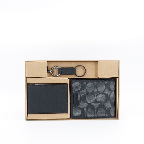 Coach Boxed 3 In 1 Wallet Gift Set Black OS - Picture 1 of 14